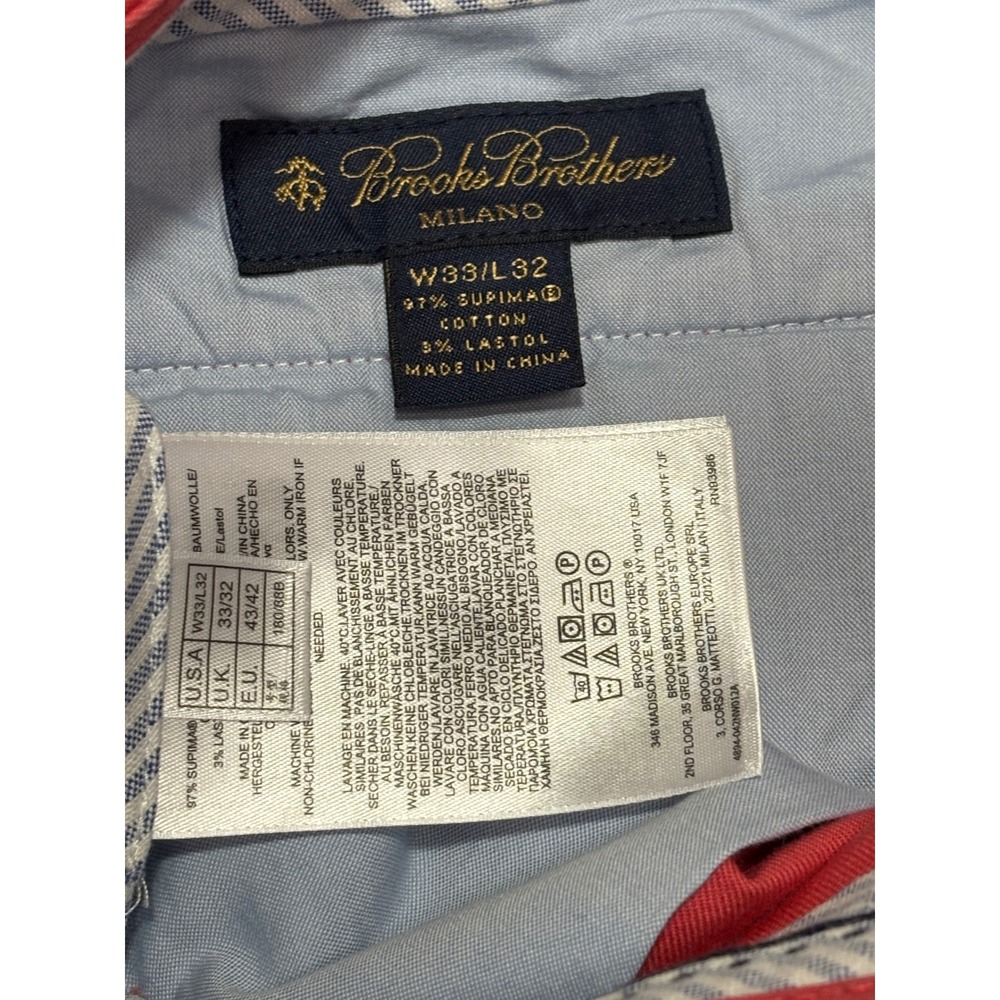 Brooks Brothers Milano Slim Fit Salmon Supima Cotton Chino Pants Mens 33x32 - Picture 7 of 12